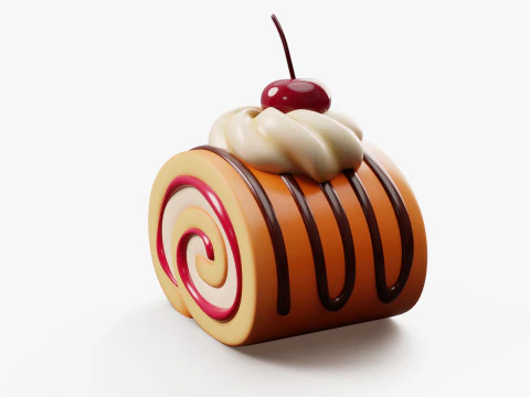 Cake Roll Stylized 3D Model