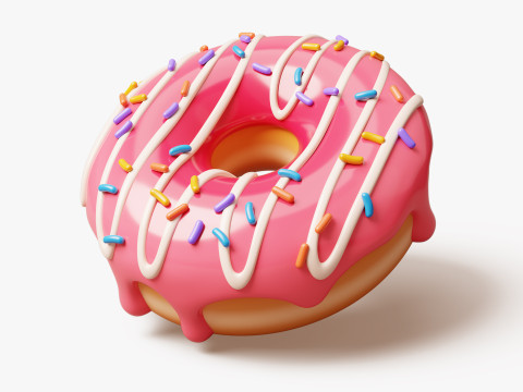 Pink Donut Stylized 3Dモデル