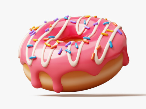 Pink Donut Stylized 3D Модель