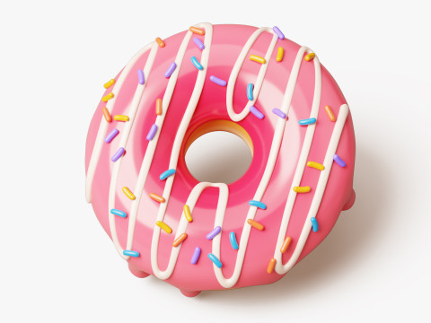 Pink Donut Stylized 3D Модель