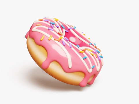 Pink Donut Stylized 3D Модель