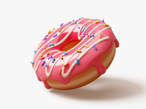 Pink Donut Stylized 3D Модель