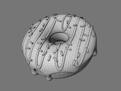 Розовый пончик стилизованный 3D Модель