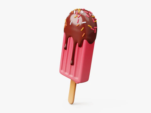 Ice Cream Popsicle Stylized 3D Model