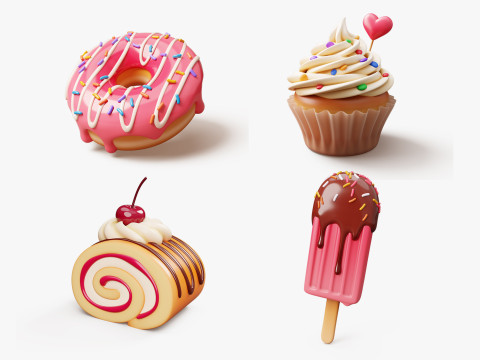 Pack of Sweets Stylized Modelo 3D