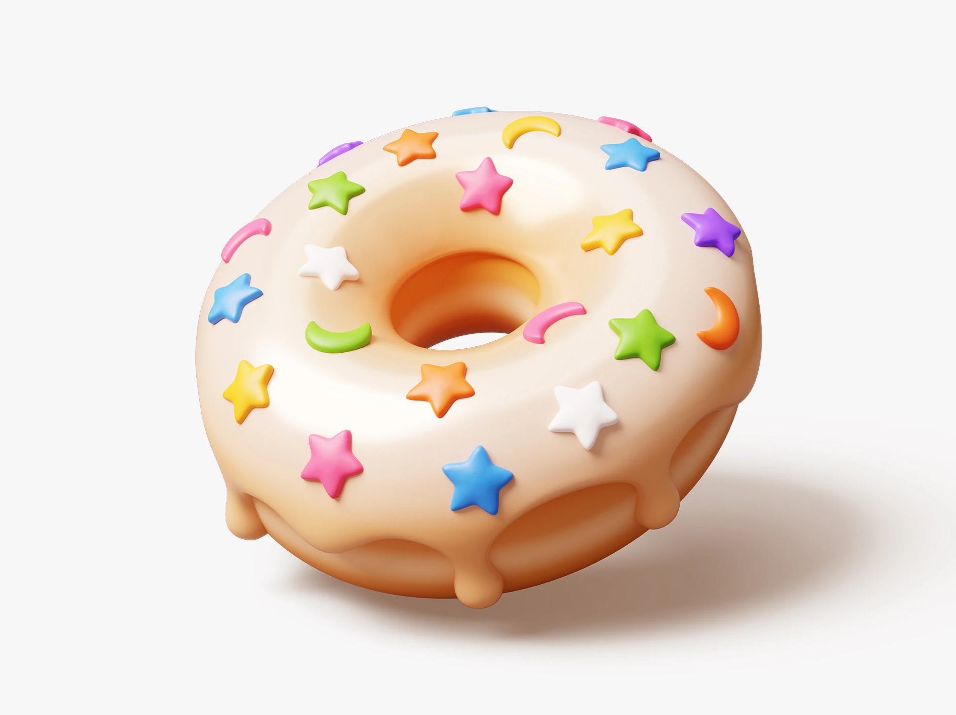 Donut with Star Sprinkles 3D Model .c4d .max .obj .3ds .fbx .stl .blend 