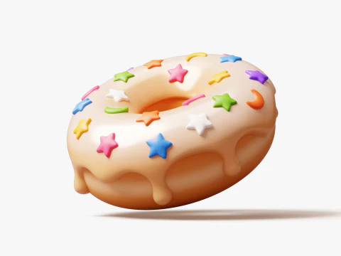 Donut with Star Sprinkles 3D Model