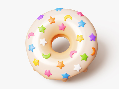 Donut with Star Sprinkles 3D Модель