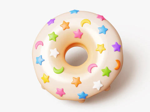 Donut with Star Sprinkles 3D Model