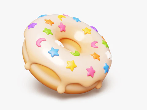 Donut with Star Sprinkles 3D Model