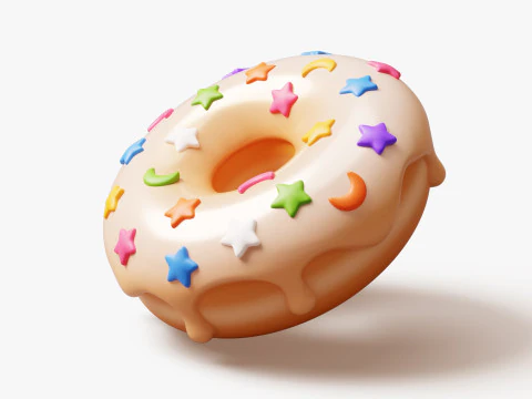 Donut with Star Sprinkles 3D Model