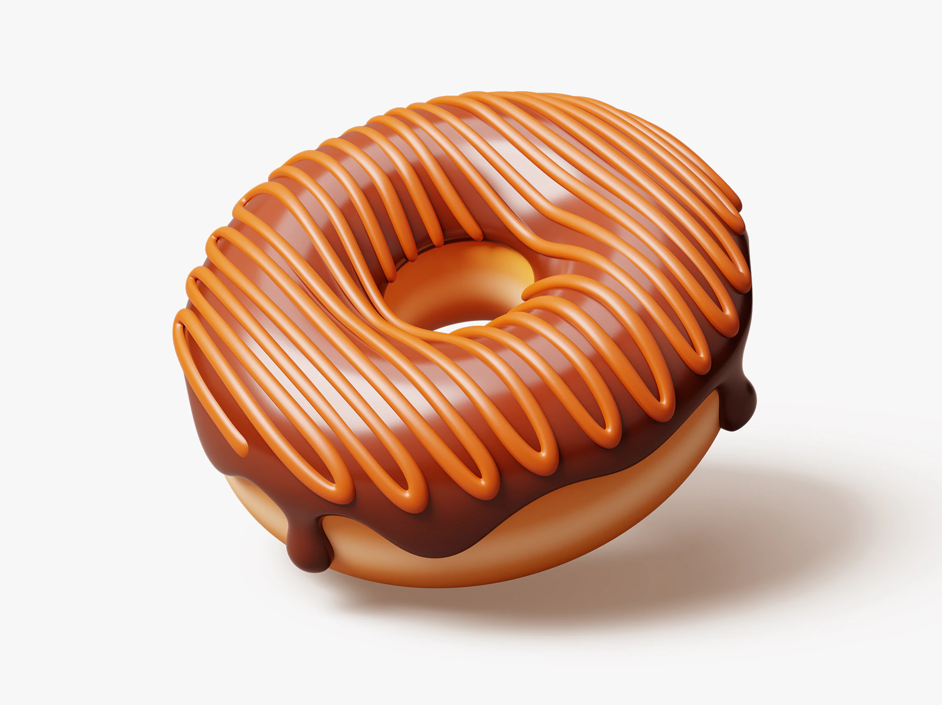 Donut with Chocolate Topping 3D Model .c4d .max .obj .3ds .fbx .stl .blend 