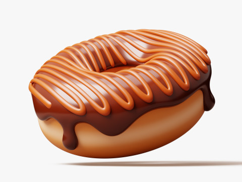 Donut with Chocolate Topping 3D Модель