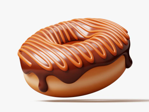 Donut with Chocolate Topping 3D Model