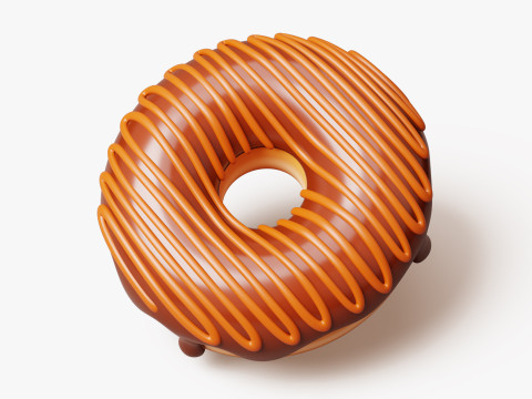 Donut with Chocolate Topping 3D Модель