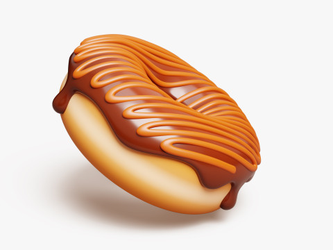 Donut with Chocolate Topping 3D Модель