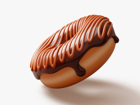 Donut with Chocolate Topping 3D Модель