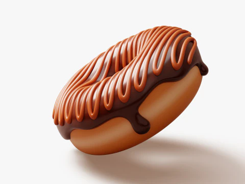 Donut with Chocolate Topping 3D Model