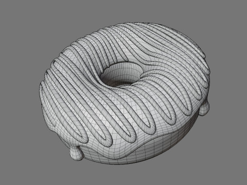 Donut with Chocolate Topping 3D Модель