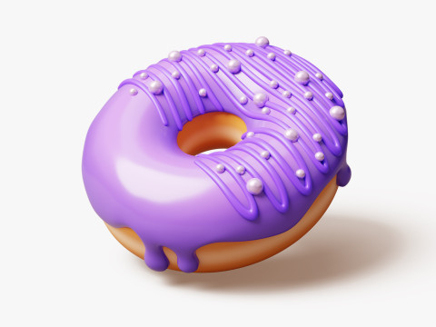 Purple Donut with Pearls 3Dモデル