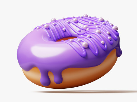 Purple Donut with Pearls 3Dモデル