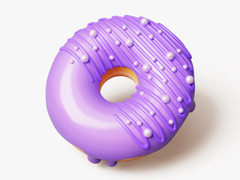 Purple Donut with Pearls 3D Model