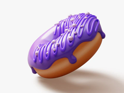 Purple Donut with Pearls 3D Model