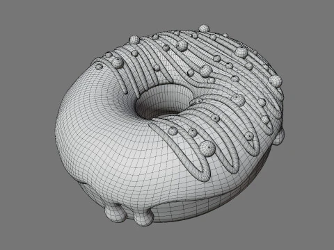 Purple Donut with Pearls 3D Model