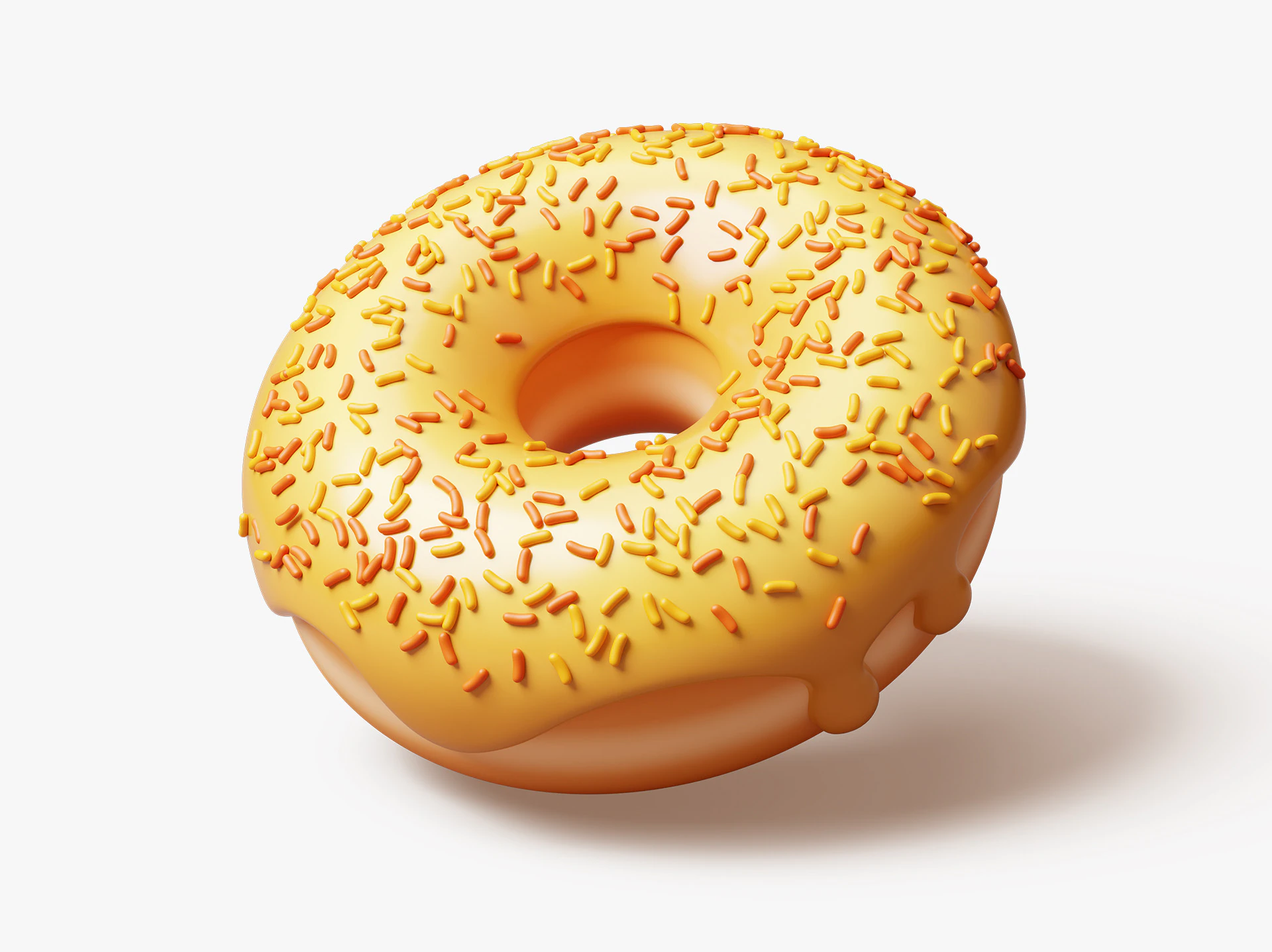 Yellow Donut with Sprinkles 3D Model .c4d .max .obj .3ds .fbx .stl .blend 