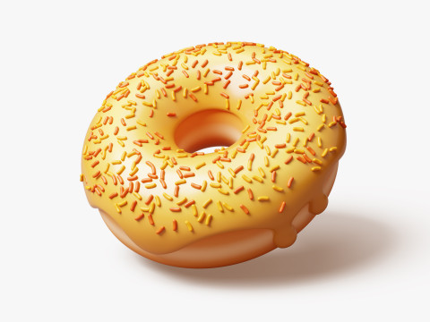 Yellow Donut with Sprinkles 3Dモデル