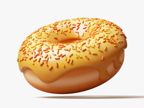 Yellow Donut with Sprinkles 3D Model