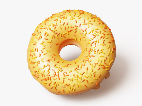 Yellow Donut with Sprinkles 3D Model