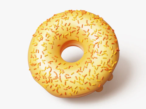 Yellow Donut with Sprinkles 3D Model