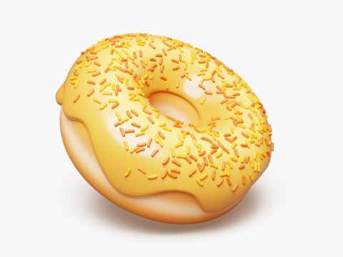 Yellow Donut with Sprinkles 3D Model