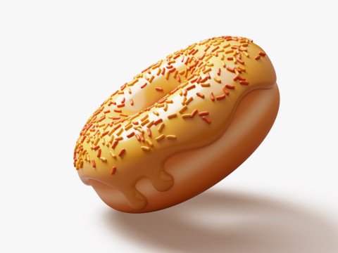 Yellow Donut with Sprinkles 3D Model
