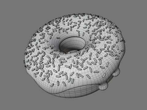 Yellow Donut with Sprinkles 3D Model