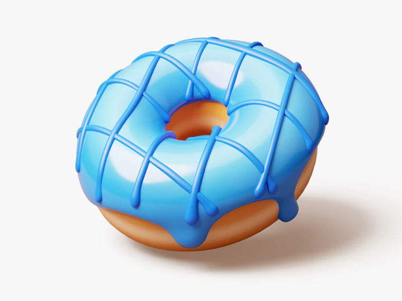 Blue Donut 3D Model .c4d .max .obj .3ds .fbx .stl .blend 