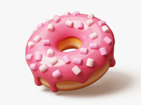 Set of Stylized Colorful Donuts 3D Model