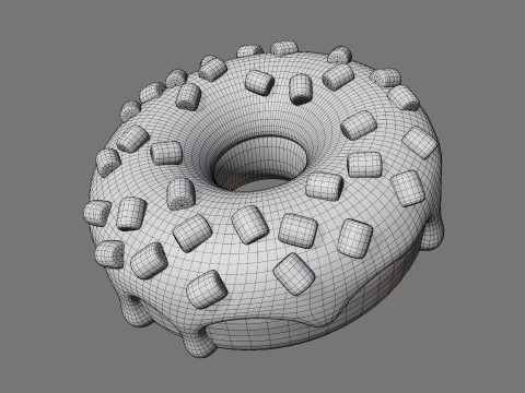 Set of Stylized Colorful Donuts Model 3D