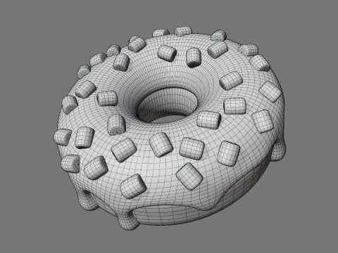 Set of Stylized Colorful Donuts 3D Model
