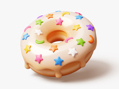 Set of Stylized Colorful Donuts Model 3D