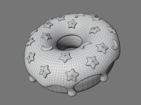 Set of Stylized Colorful Donuts Model 3D
