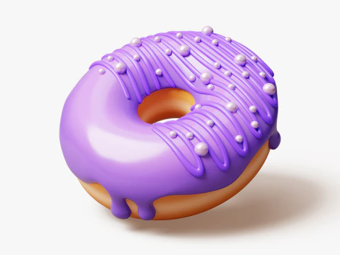 Set of Stylized Colorful Donuts 3D Model