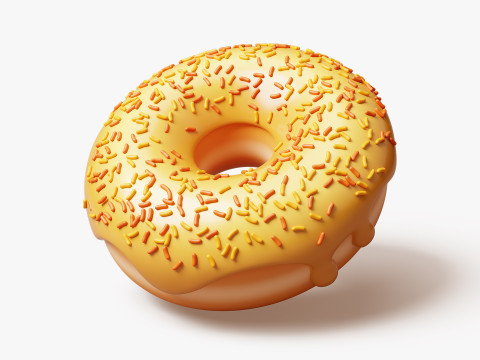 Set of Stylized Colorful Donuts Model 3D