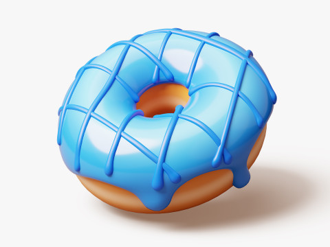 Set of Stylized Colorful Donuts Model 3D