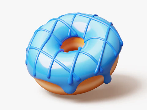 Set of Stylized Colorful Donuts 3D Model
