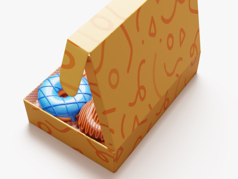 Box of Colorful Donuts Stylized 3D Model