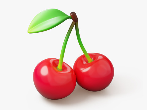 Pair of Stylized Cherries with Leaf 3D-Modell