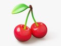 Pair of Stylized Cherries with Leaf 3D Модель