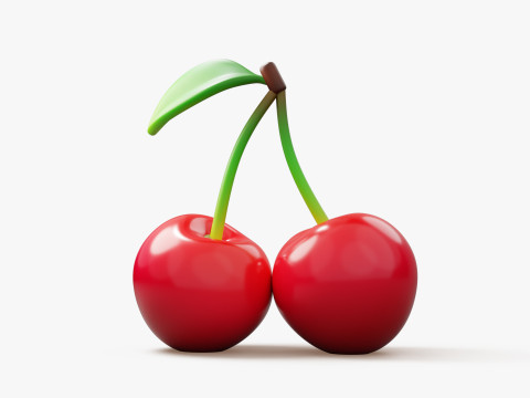 Pair of Stylized Cherries with Leaf Modelo 3D